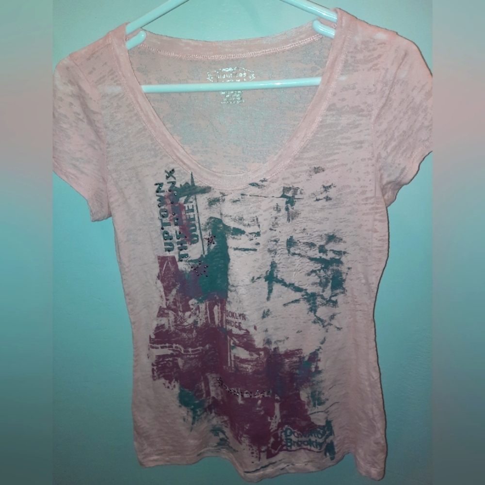 $ Maurices medium NY short sleeve blush pink top